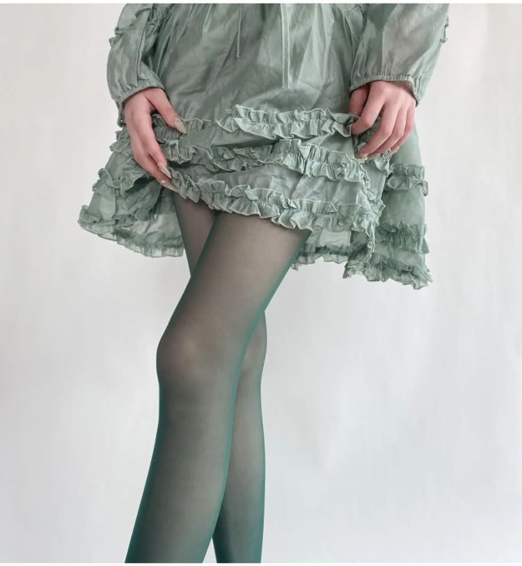 TYATVS Funky Colorful Tights for Women Whimsy Twee Colored Stockings Teal Fun Tights Y2k Emo Whimsigoth Clothes - Image 2